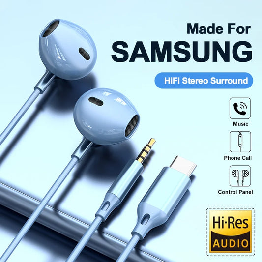 Samsung Wired Earphones – HiFi, Type-C/3.5mm, Mic, In-Ear with Wire Control