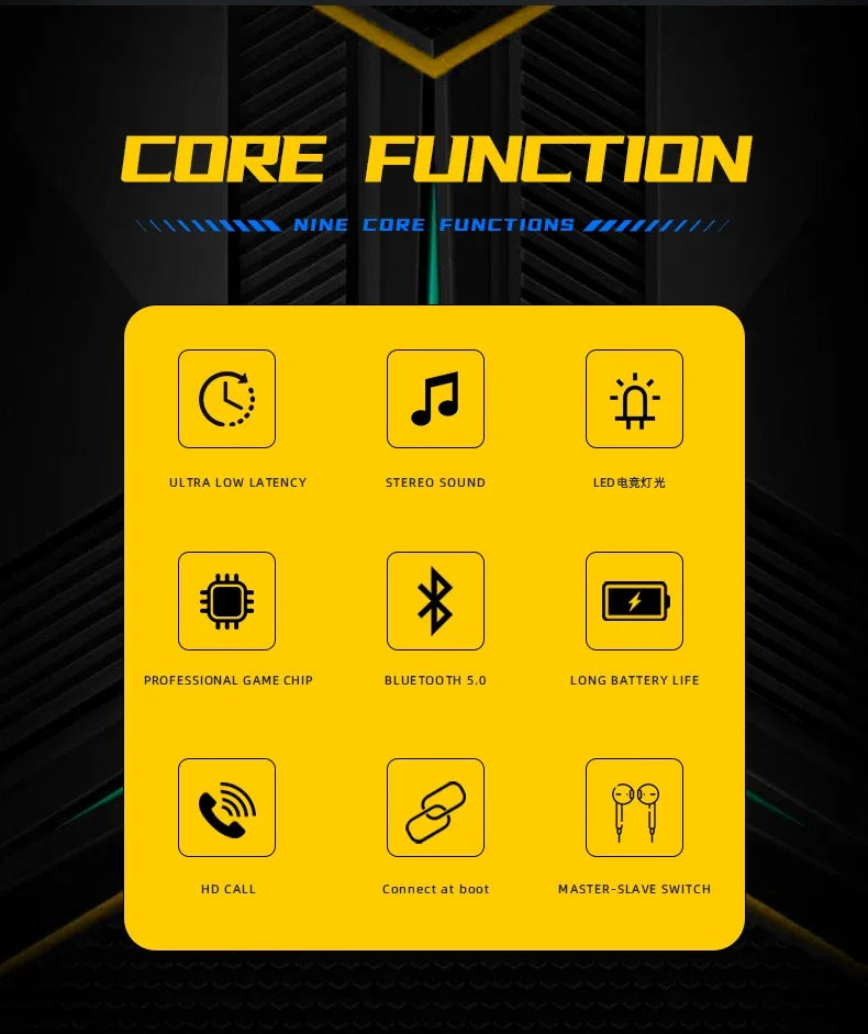 TWS Bluetooth Earphones – Wireless Gaming Earbuds with Mic &amp; Bass