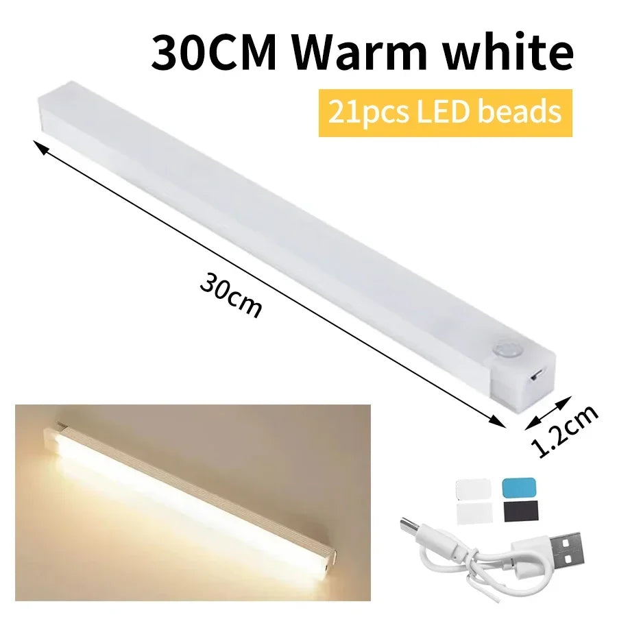 PIR LED Bar Light – USB Rechargeable, Motion Sensor, for Cabinet/Night Use