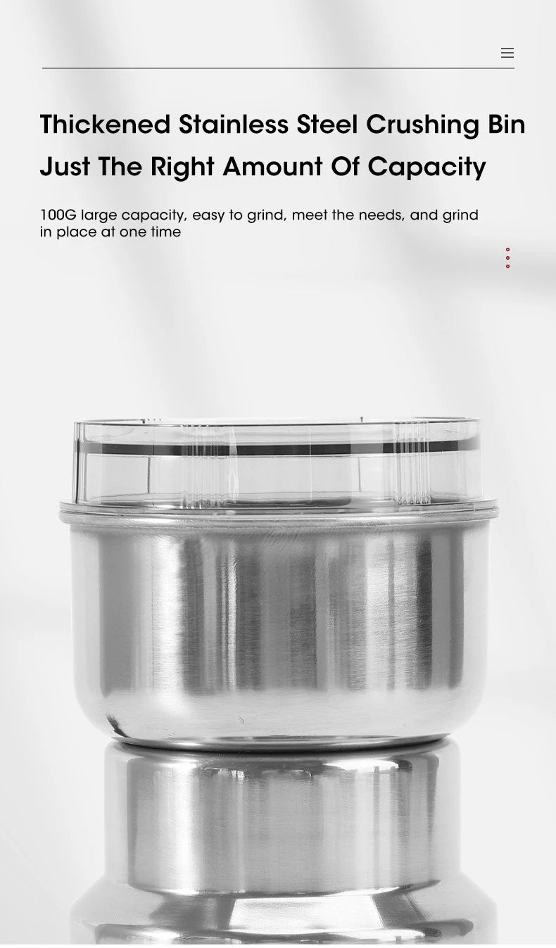 Mini Electric Grinder 300ml – 4-Blade Spice, Coffee &amp; Grain Mill for Home Use