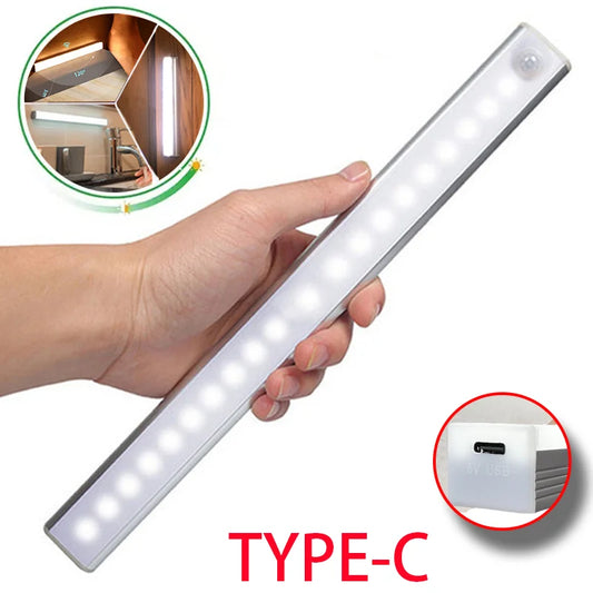 Wireless Motion Sensor LED Light – Rechargeable Type-C Lamp for Cabinet, Wardrobe, Kitchen