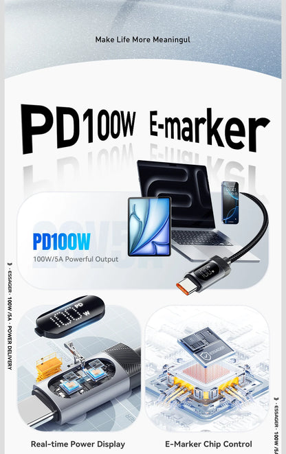 100W USB-C to USB-C with Digital Display