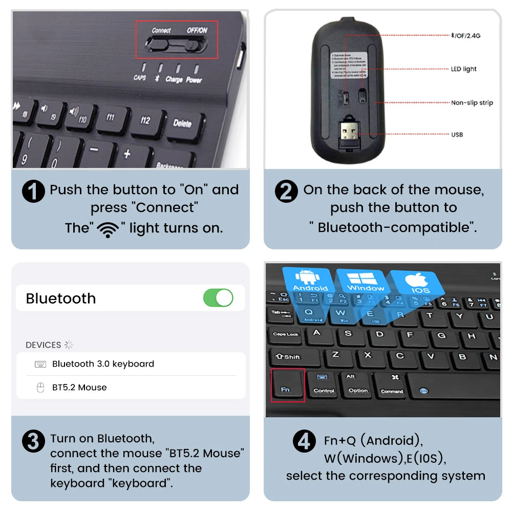 EMTRA Bluetooth Keyboard and Mouse with Backlight