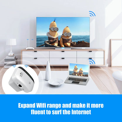 WiFi Extender 300Mbps – Long Range Booster with WPS &amp; 7 LED Status