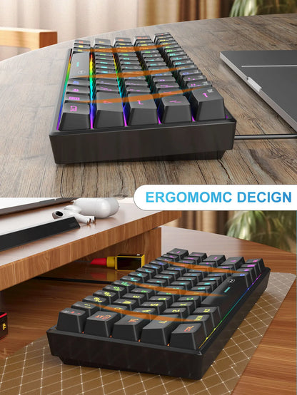 MageGee 60% Compact Keyboard with RGB Lighting – Ideal for Gaming, Office and Small Spaces